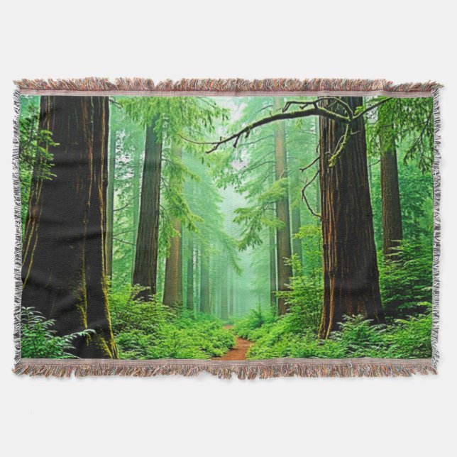 Redwood Forest Misty Tranquilitet Design Filt (Framsidan)