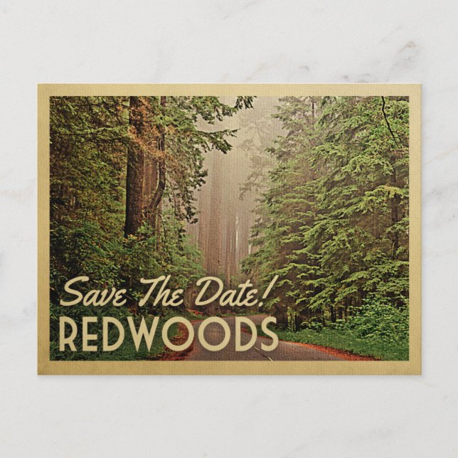 Redwood Forest Save Date Humboldt California Meddelande Vykort (Framsida)