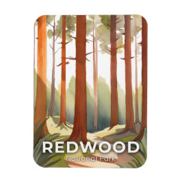 Redwood National Park | Akvarell Reskonst Magnet