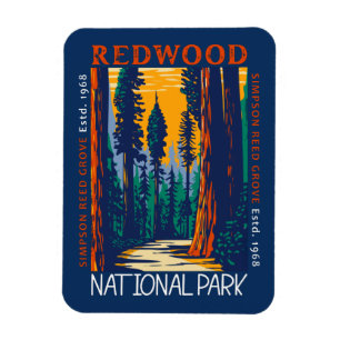 Redwood National Park California Retro Distress Magnet