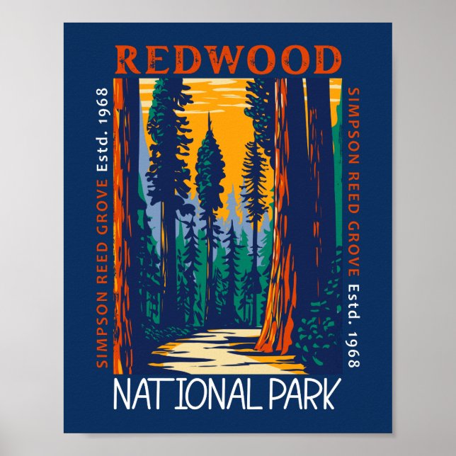 Redwood National Park California Retro Distress Poster (Framsidan)