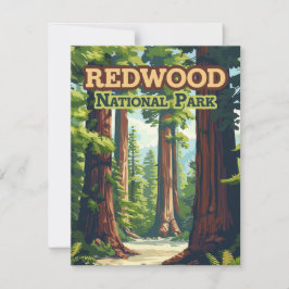 Redwood National Park California Träd Retro Card