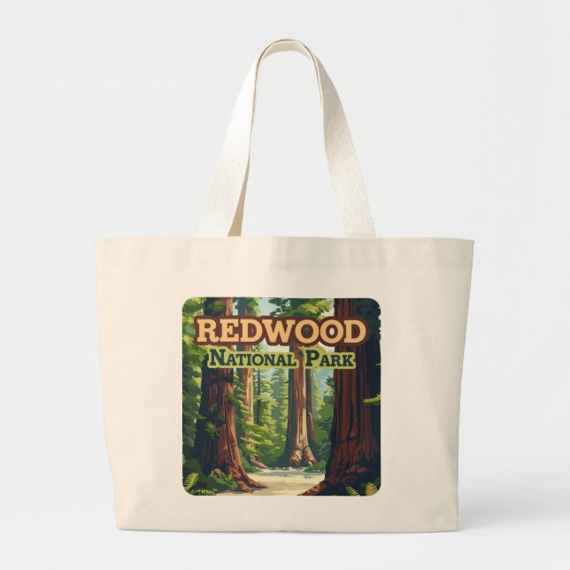 Redwood National Park California Träd Retro Jumbo Tygkasse (Framsidan)