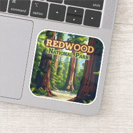 Redwood National Park California Träd Retro Klistermärken