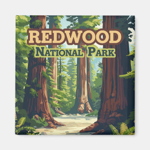 Redwood National Park California Träd Retro Magnet