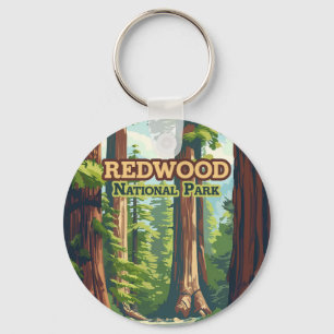 Redwood National Park California Träd Retro Nyckelring