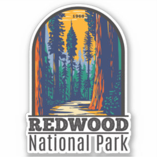 Redwood National Park California Vintage Klistermärken