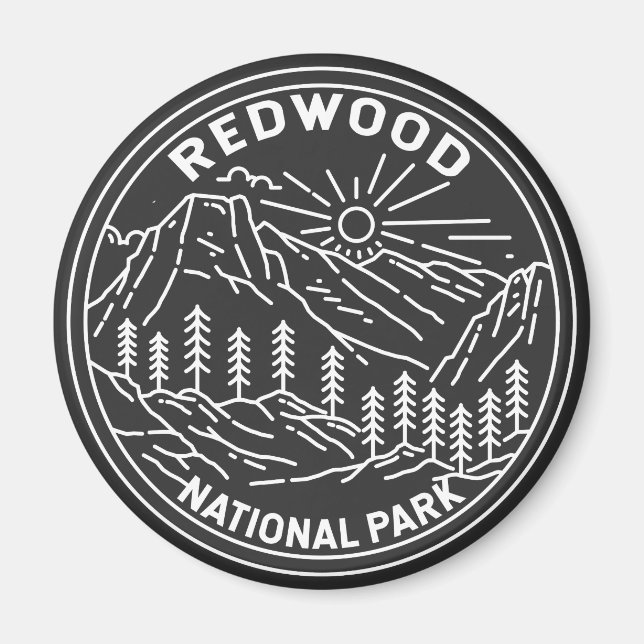 Redwood National Park California Vintage Monoline Magnet (Framsidan)