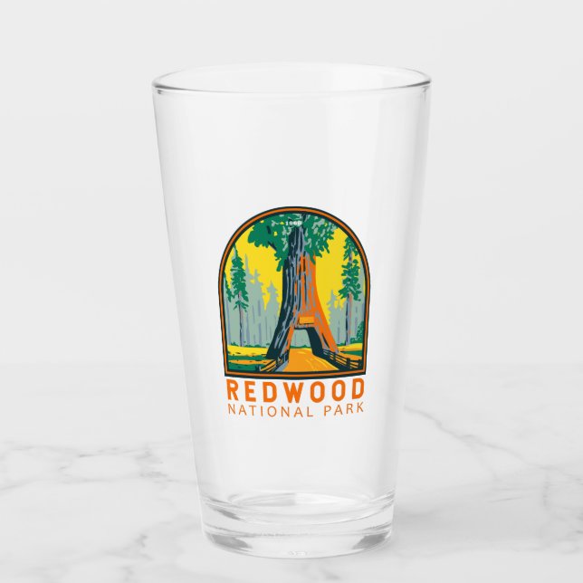 Redwood National Park Chandelier Träd Vintage Glaskopp (Framsida)