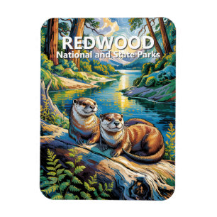 Redwood National Park Djur Uttrar Van Gogh Stil Magnet
