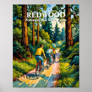 Redwood National Park Familjecykel Van Gogh Konst Poster
