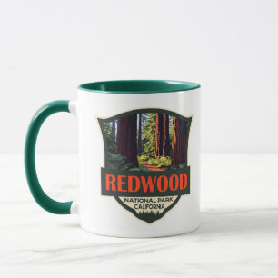 Redwood National Park Illustration Retro Badge Mugg