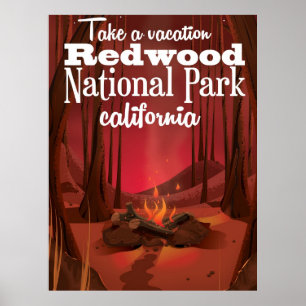 Redwood National Park, Kaliforniens reseaffisch Poster