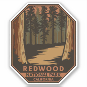 Redwood National Park Minimal Retro Emblem Klistermärken