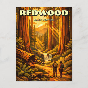 Redwood National Park Retro Art Deco Turism Vykort