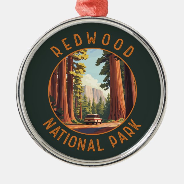 Redwood National Park Retro Distress Circle Julgransprydnad Metall (Framsidan)