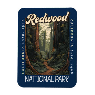 Redwood National Park Retro Distress Magnet