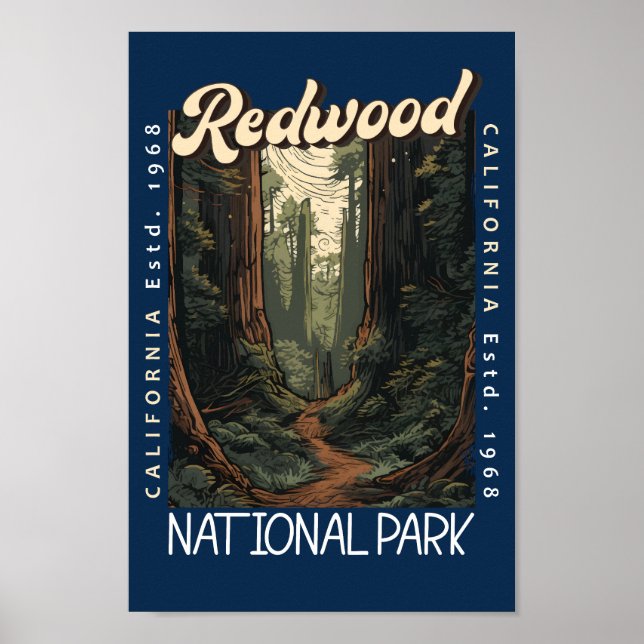 Redwood National Park Retro Distress Poster (Framsidan)