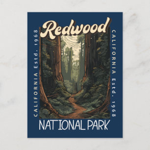 Redwood National Park Retro Distressed Vykort