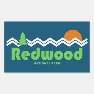 Redwood National Park Retro Rektangulärt Klistermärke
