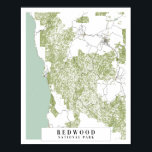 Redwood National Park Retro Street Karta Poster<br><div class="desc">Redwood National Park Retro Street Karta</div>
