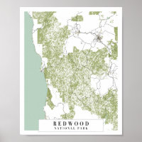 Redwood National Park Retro Street Karta