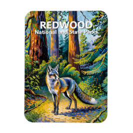 Redwood National Park Van Gogh Forest Fox Custom Magnet