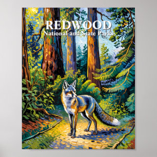 Redwood National Park Van Gogh Skog Räv Anpassad Poster