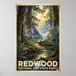 Redwood National Park Vintage Resa Poster