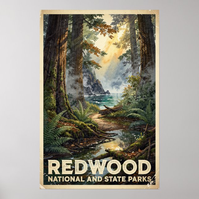 Redwood National Park Vintage Resa Poster (Framsidan)