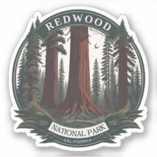 Redwood nationala delstatspark, kustnära Kaliforni Klistermärken