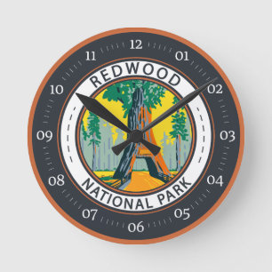 Redwood nationalpark Chandelier Träd Badge Rund Klocka