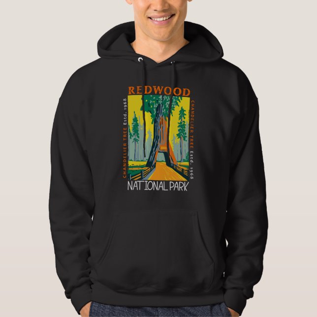 Redwood nationalpark Chandelier Träd Distress Hoodie (Framsida)