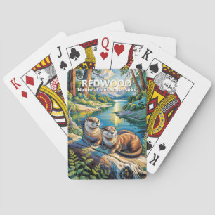 Redwood nationalpark Färgglada djur Söta utter Casinokort