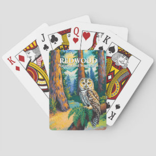 Redwood nationalpark Färgrik skog Ugglor Vilda dju Casinokort