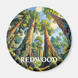 Redwoods National Park California Forest Painting Magnet