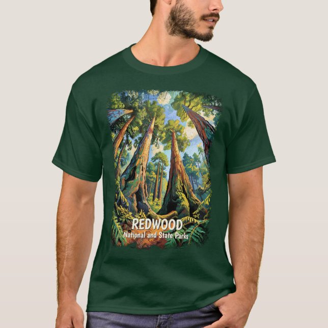 Redwoods National Park California Van Gogh Custom T Shirt (Framsida)