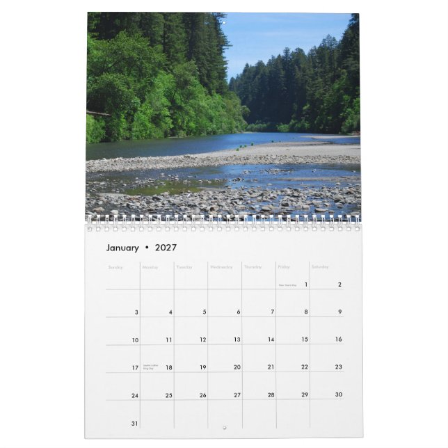Redwoodträddelstatsparkar Kalender (Jan 2027)