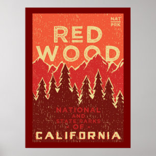 Redwoodträdnationalparkvintage affisch