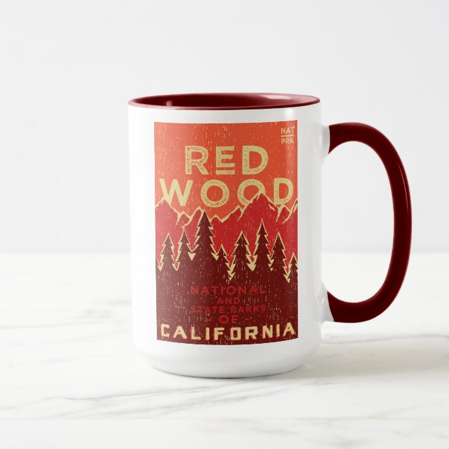 Redwoodträdnationalparkvintage affisch mugg (Höger)