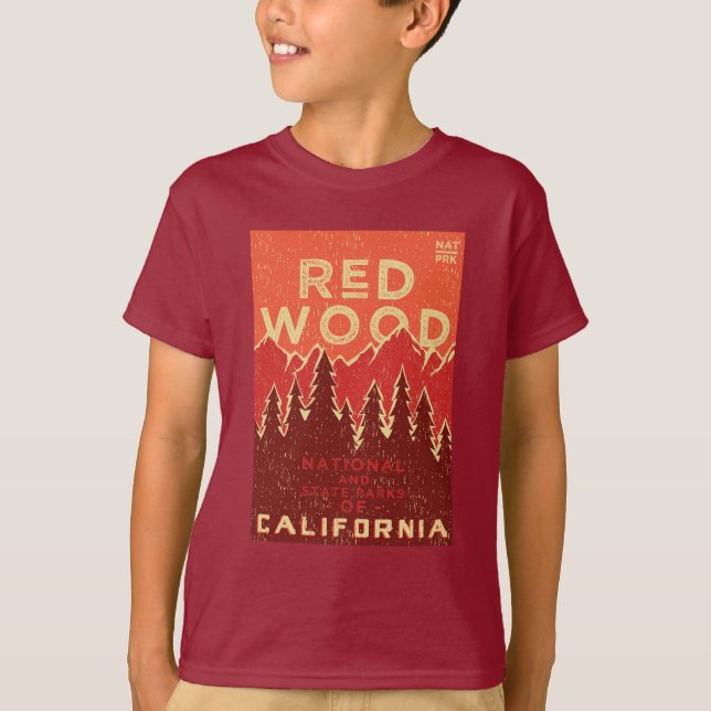 Redwoodträdnationalparkvintage affisch t shirt (Framsida)