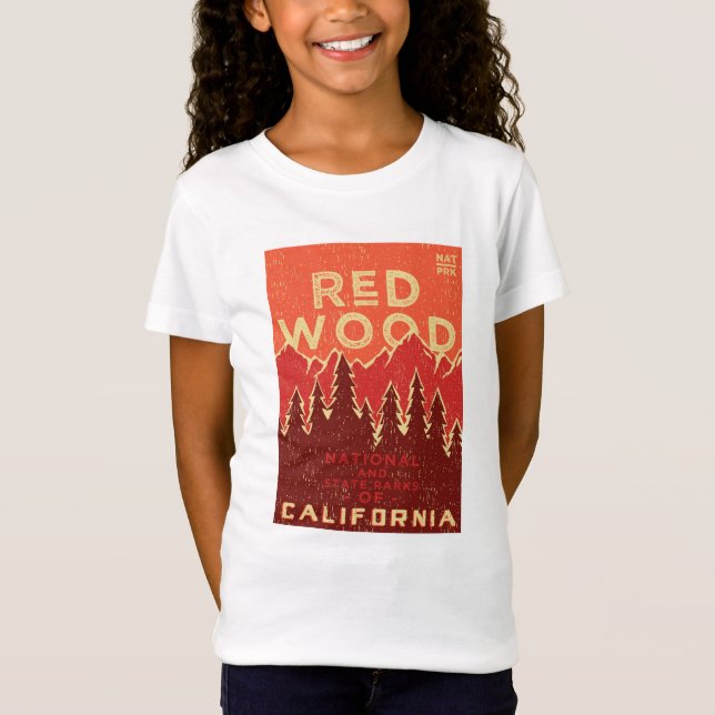Redwoodträdnationalparkvintage affisch t shirt (Framsida)