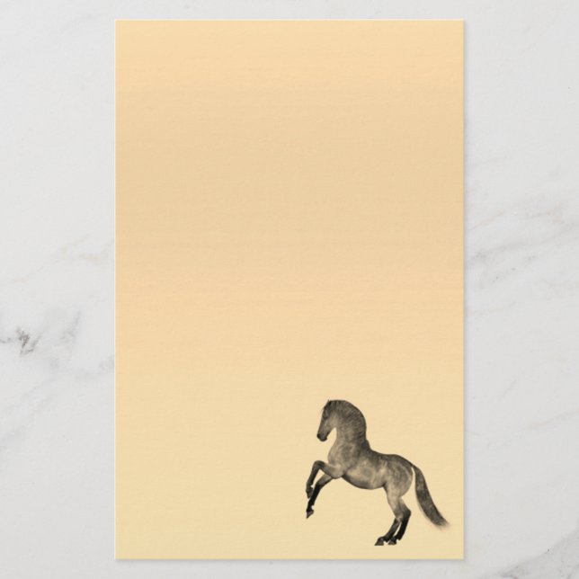 Reearing Buckskin Horse Pastel Stationery Brevpapper (Framsida)