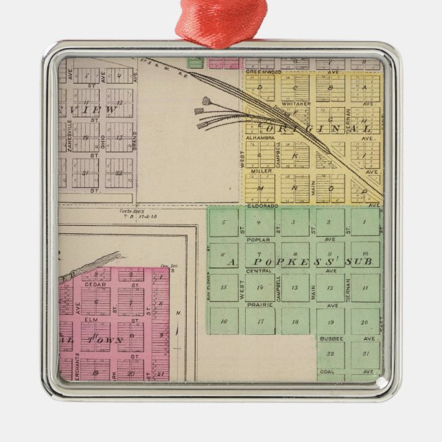 Reece, Fall River, Hamilton och Climax, Kansas Julgransprydnad Metall (Framsidan)