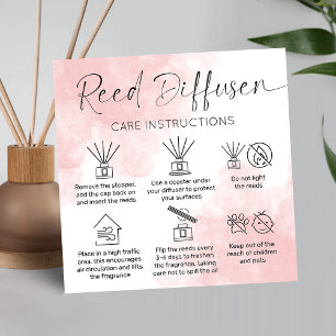 Reed Diffuser Care Guide Elegant Rosa Watercolor Fyrkantigt Visitkort