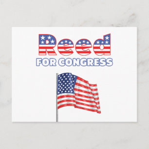Reed for Congress Patriotic American Flagga Design Vykort