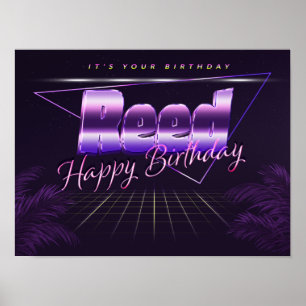 Reed Namn Vorname lila retro Poster Geburtstag