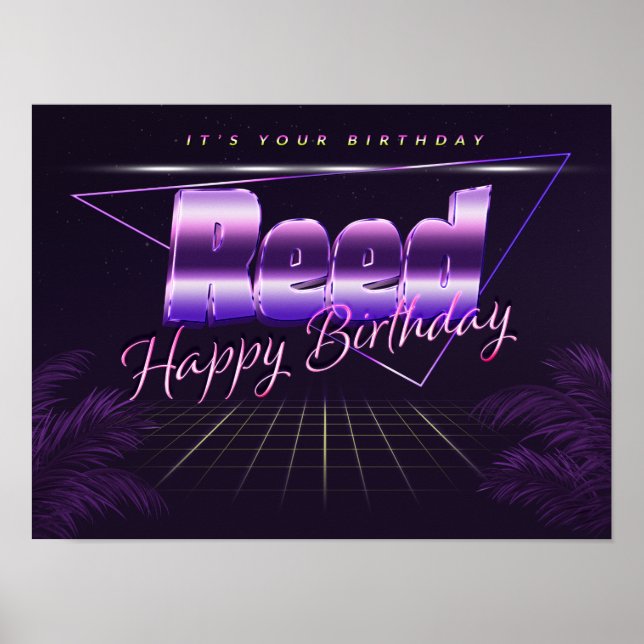 Reed Namn Vorname lila retro Poster Geburtstag (Framsidan)