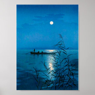 Reed Sjö och Full Moon, Koho Shoda, Woodcut Poster