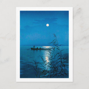 Reed Sjö och Full Moon, Koho Shoda, Woodcut Vykort